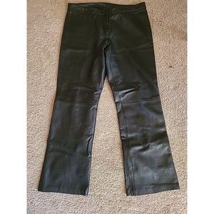 VS2 by Vakko Leather Pants Size 10 Black Lamb Leather Soft Wide Leg